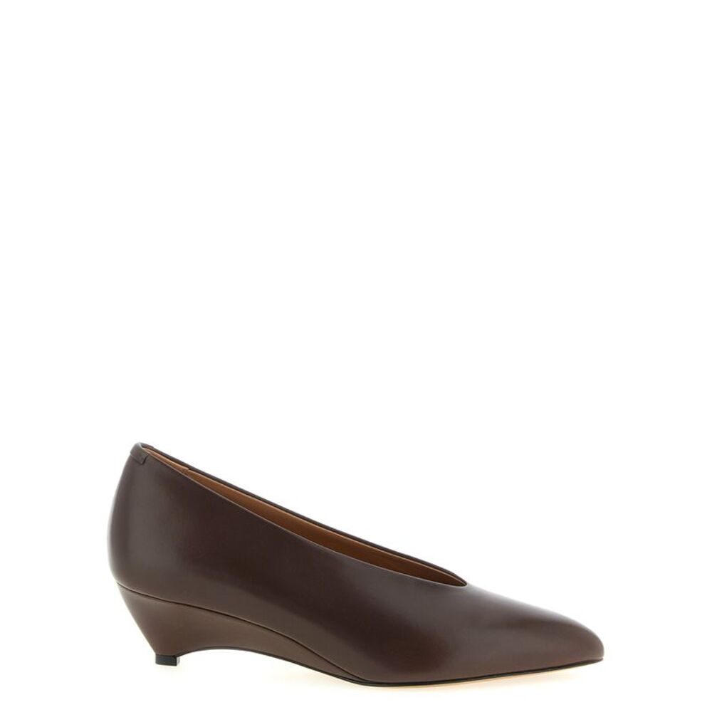 Jil Sander Brown Calfskin Mid Heel Women's Pumps